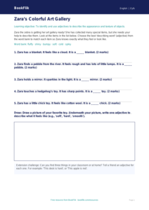 Free Adjectives Activity Sheet | Pre-K | ELA | BookFlik