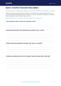 Free Adjectives Template | Pre-K | ELA | BookFlik