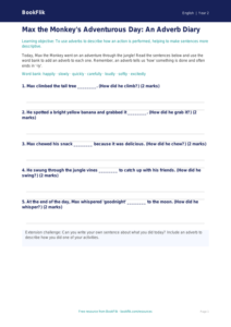 Free Adverbs Template | Grade 1 | ELA | BookFlik