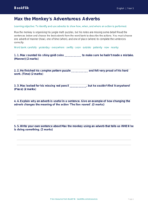 Free Adverbs Activity Sheet | Grade 4 | ELA | BookFlik