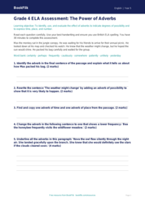 Free Adverbs Assessment | Grade 4 | ELA | BookFlik