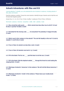 Free Adverbs Quiz | Grade 4 | ELA | BookFlik