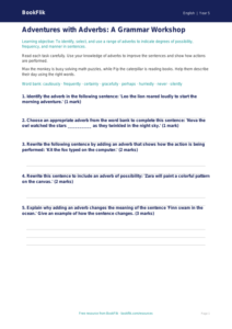 Free Adverbs Worksheet | Grade 4 | ELA | BookFlik