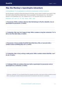 Free Apostrophes Template | Grade 1 | ELA | BookFlik