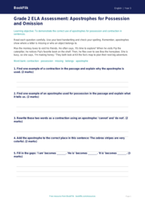 Free Apostrophes Assessment | Grade 2 | ELA | BookFlik