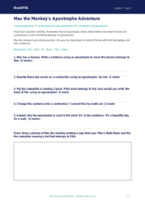 Free Apostrophes Worksheet | Grade 2 | ELA | BookFlik
