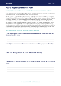 ELA apostrophes comprehension grade 3 greater depth