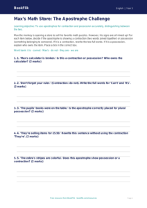 Free Apostrophes Activity Sheet | Grade 4 | ELA | BookFlik