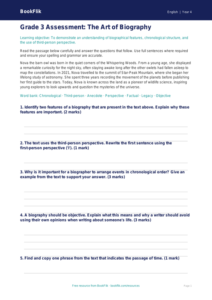 Free Biography Assessment | Grade 3 | ELA | BookFlik