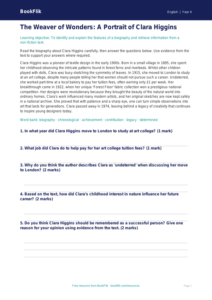 Free Biography Comprehension | Grade 3 | ELA | BookFlik
