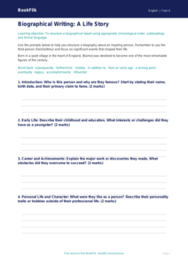 Free Biography Writing Frame | Grade 3 | ELA | BookFlik