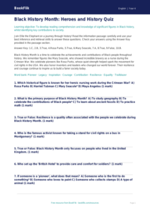 Free Black History Month Quiz | Grade 3 | ELA | BookFlik