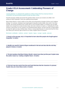 Free Black History Month Assessment | Grade 4 | ELA | BookFlik
