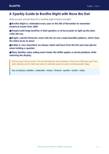 Bonfire Night Reading & Writing Activity | Grade 1 | ELA | BookFlik