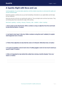 Free Bonfire Night Worksheet | Grade 1 | ELA | BookFlik