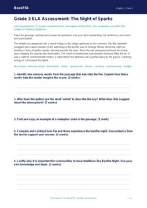 Grade 3 Bonfire Night Reading Comprehension | ELA Resources | BookFlik