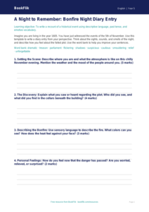 Free Bonfire Night Reading & Writing Activity | Grade 4 | ELA | BookFlik