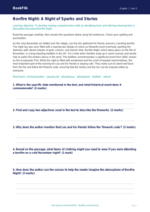 Bonfire Night Reading & Writing Activity | Grade 4 ELA | BookFlik
