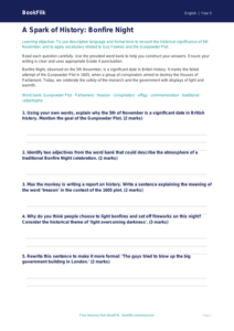 Bonfire Night Reading Comprehension Worksheet | Grade 4 ELA | BookFlik