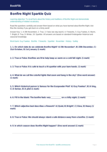 Bonfire Night Fun: Kindergarten ELA Quiz | BookFlik