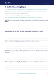 Free Bonfire Night Writing Frame | Kindergarten | ELA | BookFlik