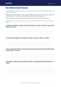 Free Book Review Writing Frame | Grade 1 | ELA | BookFlik