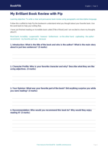 Free Book Review Writing Frame | Grade 2 | ELA | BookFlik
