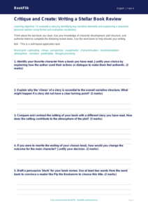 Free Book Review Worksheet | Grade 3 | ELA | BookFlik