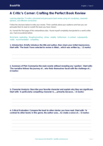 Free Book Review Writing Frame | Grade 3 | ELA | BookFlik