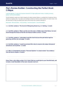 Free Book Review Activity Sheet | Grade 4 | ELA | BookFlik