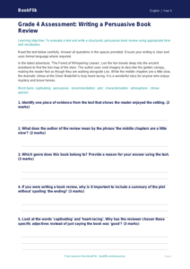 Free Book Review Assessment | Grade 4 | ELA | BookFlik