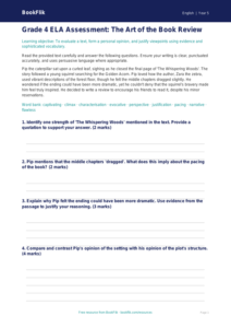 Free Book Review Assessment | Grade 4 | ELA | BookFlik