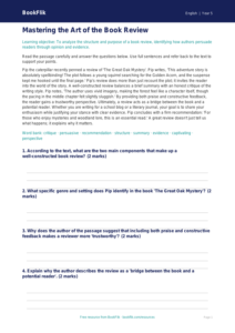 Free Book Review Comprehension | Grade 4 | ELA | BookFlik