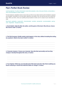 Free Book Review Template | Grade 4 | ELA | BookFlik