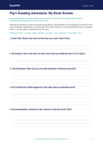 Free Book Review Template | Pre-K | ELA | BookFlik