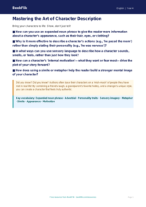 Free Character Description Poster | Grade 3 | ELA | BookFlik