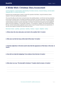 Free Christmas Story Assessment | Grade 1 | ELA | BookFlik