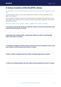 Free Christmas Story Worksheet | Grade 1 | ELA | BookFlik