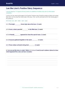 Free Christmas Story Activity Sheet | Kindergarten | ELA | BookFlik