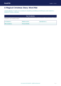 Free Christmas Story Word Mat | Kindergarten | ELA | BookFlik