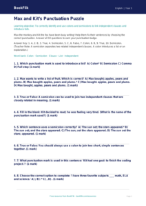 Free Colons And Semicolons Quiz | Grade 4 | ELA | BookFlik