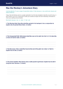 Free Conjunctions Template | Grade 1 | ELA | BookFlik