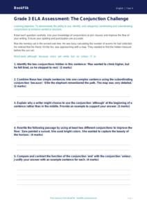 Free Conjunctions Assessment | Grade 3 | ELA | BookFlik