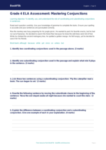Free Conjunctions Assessment | Grade 4 | ELA | BookFlik
