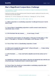 Free Conjunctions Quiz | Grade 4 | ELA | BookFlik