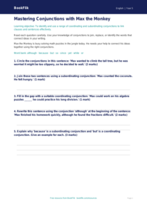 Free Conjunctions Worksheet | Grade 4 | ELA | BookFlik