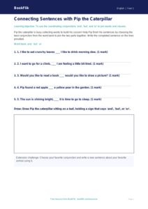 Free Conjunctions Activity Sheet | Kindergarten | ELA | BookFlik