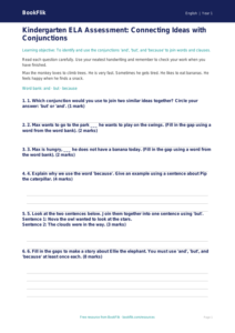 Free Conjunctions Assessment | Kindergarten | ELA | BookFlik
