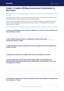 Free Creative Writing Assessment | Grade 1 | ELA | BookFlik