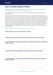 Free Creative Writing Comprehension | Grade 1 | ELA | BookFlik
